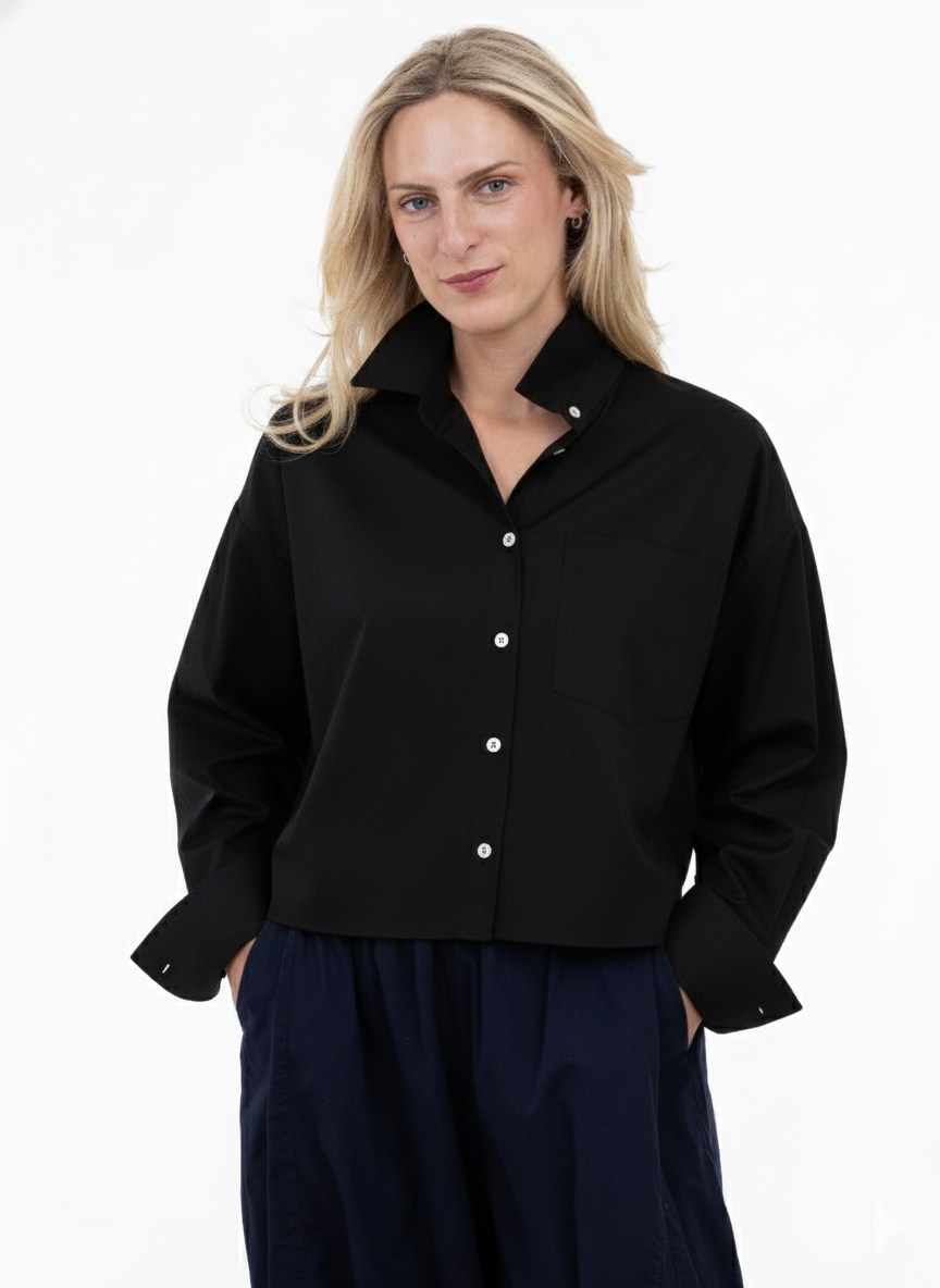 WOMEN'S SHIRT | EVERYDAY-Tops-SHANNON PASSERO-XSMALL-BLACK-Coriander