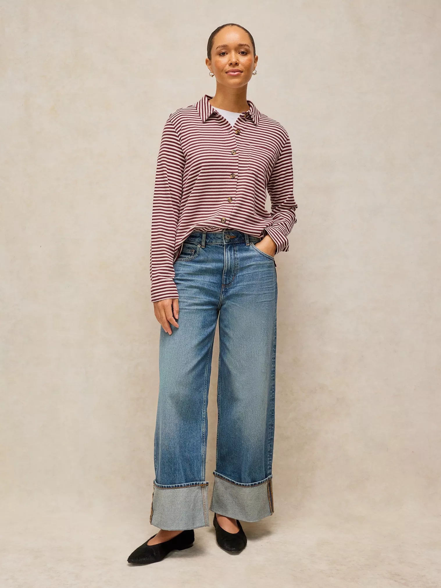 WOMEN'S SHIRT| IMOGEN: PLUM STRIPE