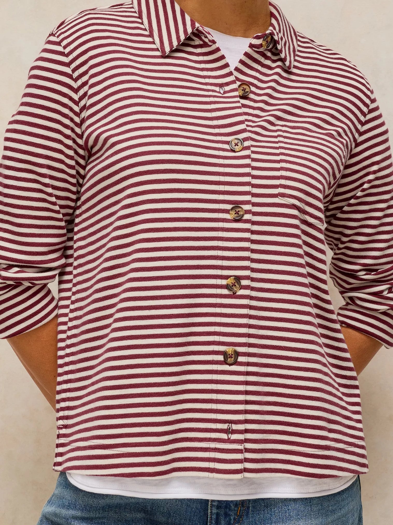 WOMEN'S SHIRT| IMOGEN: PLUM STRIPE