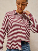 WOMEN'S SHIRT| IMOGEN: PLUM STRIPE-Top-WHITE STUFF-4-PLUM-Coriander
