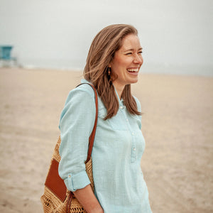 WOMEN'S SHIRT | LAKEN POPOVER-Top-AVENTURA-SMALL-CRYSTAL BLUE-Coriander