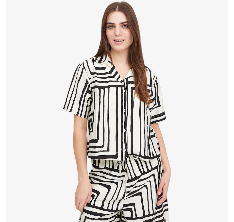 WOMEN'S SHIRT | SUNRISE BUTTON UP-Tops-SHANNON PASSERO-XSMALL-ADVENTURE PRINT-BLK-Coriander