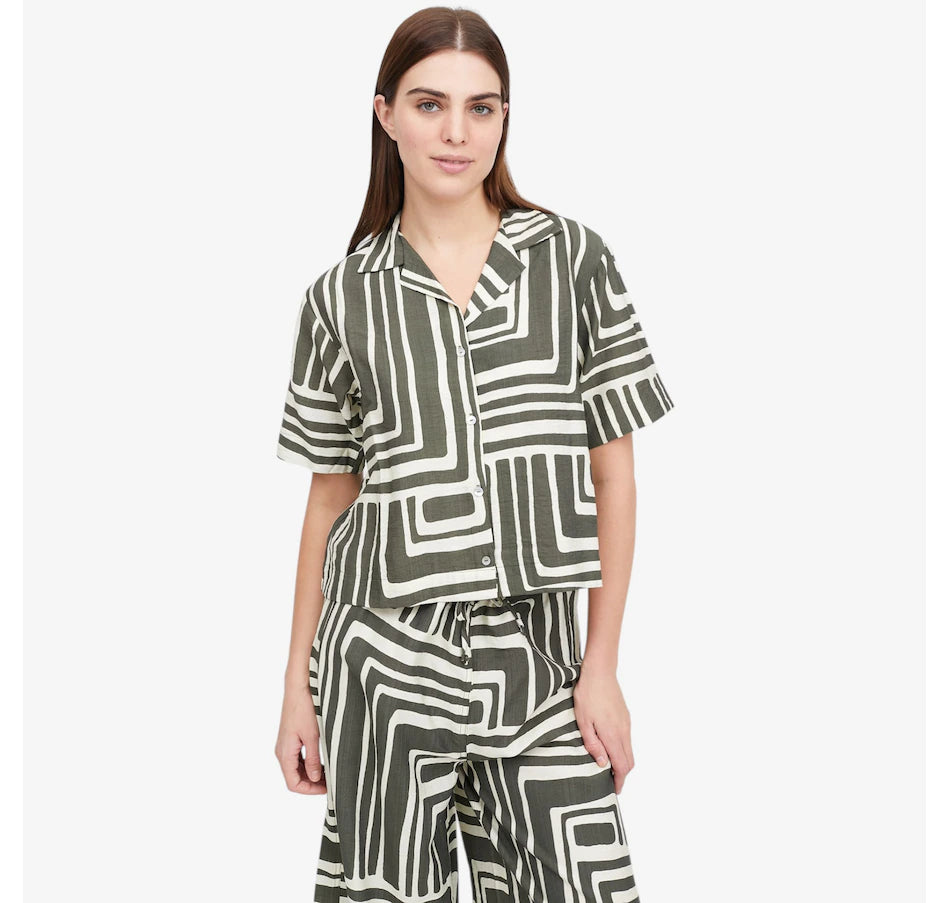 WOMEN'S SHIRT | SUNRISE BUTTON UP-Tops-SHANNON PASSERO-XSMALL-ADVENTURE PRINT-OLIV-Coriander