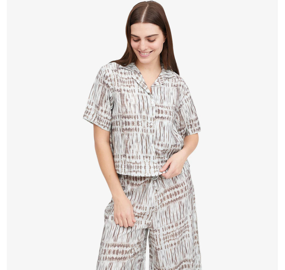 WOMEN'S SHIRT | SUNRISE BUTTON UP-Tops-SHANNON PASSERO-XSMALL-LIQUID PRINT-Coriander