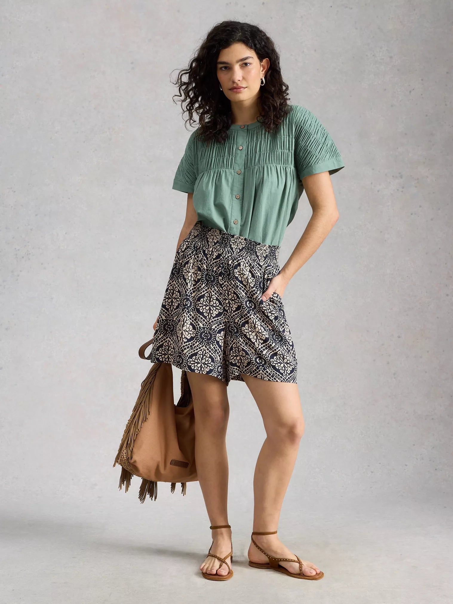 WOMEN'S SHORTS | SHELLY CRINKLE-Bottom-WHITE STUFF-Coriander
