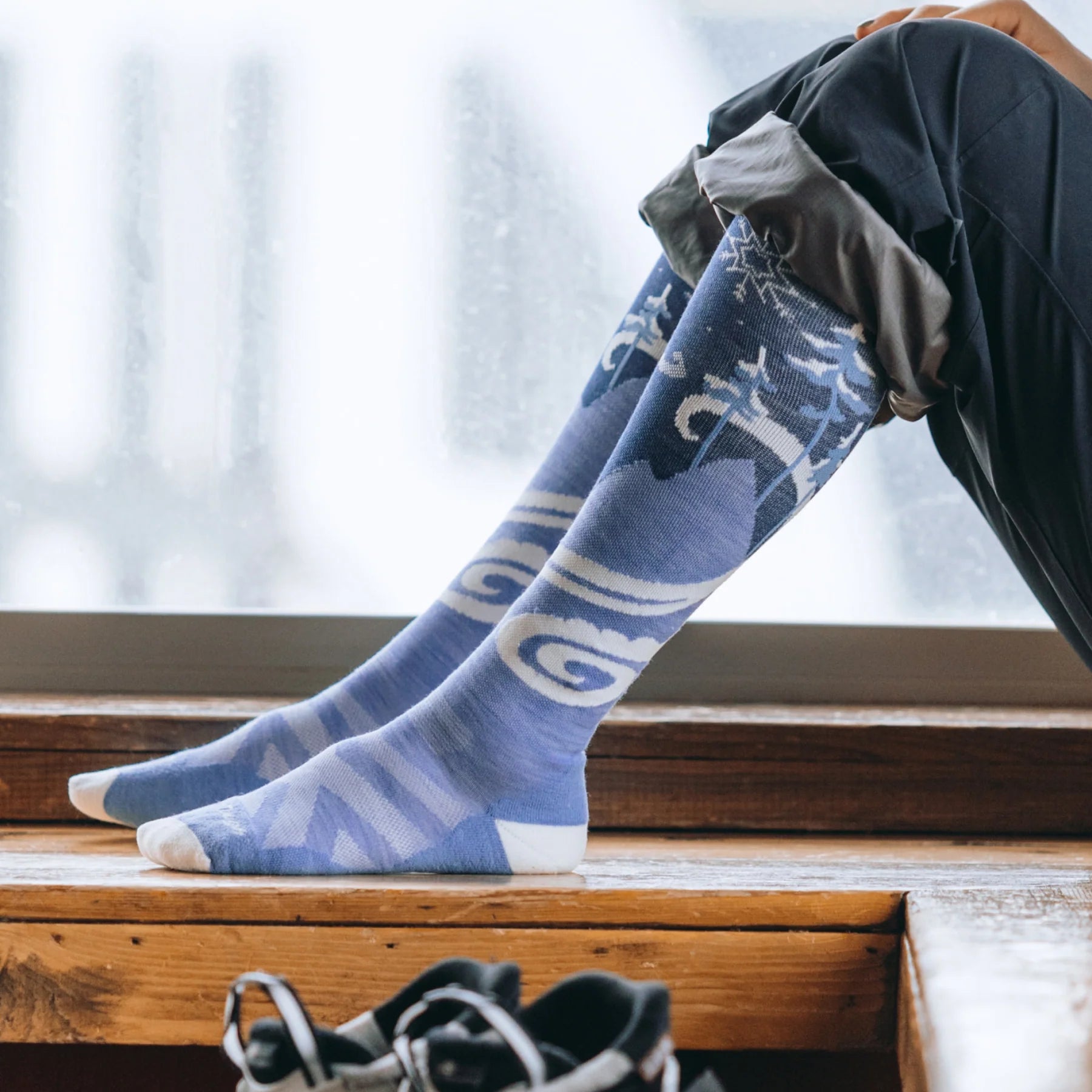 WOMEN'S SOCKS | SWIRLWIND OVER THE KNEE-Socks & Footwear-DARN TOUGH-Coriander
