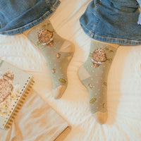 WOMEN'S SOCKS | TREETOPS OWL-Socks & Footwear-WRENDALE DESIGNS-Coriander