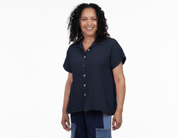 WOMEN'S S/S SHIRT | BOBBIE TOP-Top-SHANNON PASSERO-XSMALL-NAVY-Coriander