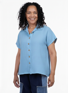 WOMEN'S S/S SHIRT | BOBBIE TOP-Top-SHANNON PASSERO-XSMALL-TIDE BLUE-Coriander