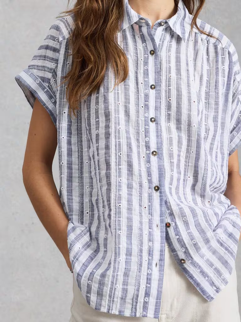 WOMEN'S S/S SHIRT | ORLA BUTTON THROUGH-Top-WHITE STUFF-6-Blue-Coriander