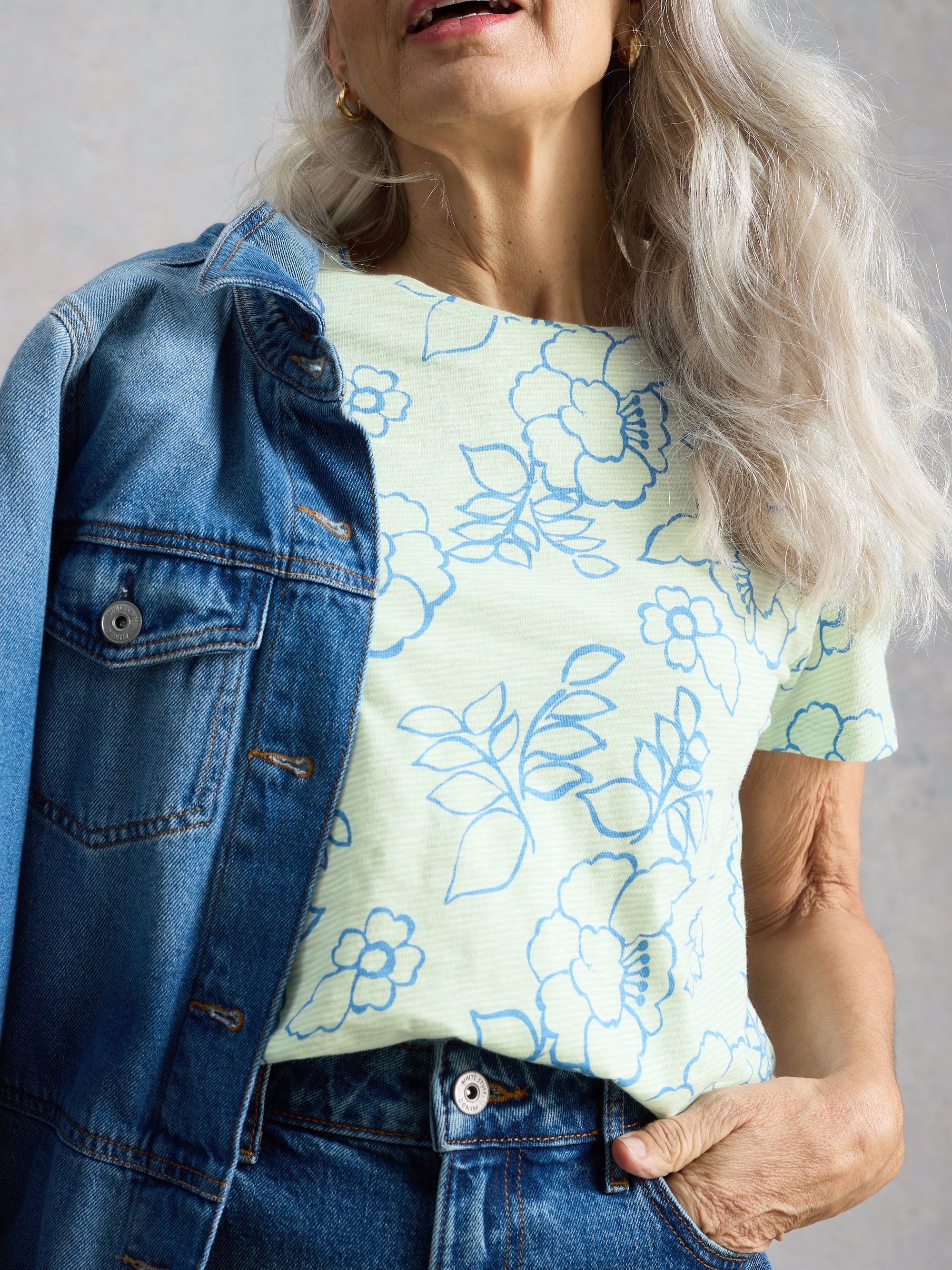 WOMEN'S S/S TEE | ABBIE FLORAL STRIPE-Top-WHITE STUFF-6-GREEN-Coriander