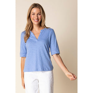 WOMEN'S T-SHIRT | SPLIT NECK-Tops-HABITAT-Coriander