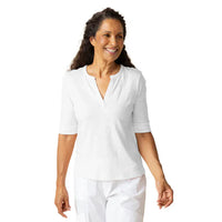 WOMEN'S T-SHIRT | SPLIT NECK-Tops-HABITAT-XSMALL-WHITE-Coriander