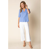 WOMEN'S T-SHIRT | SPLIT NECK-Tops-HABITAT-Coriander