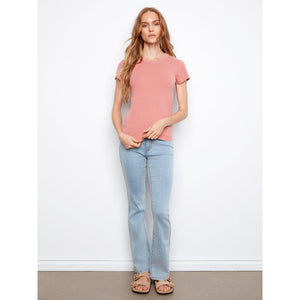 WOMEN'S T-SHIRT | TENCEL RIB CREW-Tops-CHARLIE B-Coriander