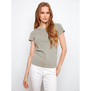WOMEN'S T-SHIRT | TENCEL RIB CREW-Tops-CHARLIE B-Coriander