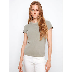 WOMEN'S T-SHIRT | TENCEL RIB CREW-Tops-CHARLIE B-XSMALL-SAGE-Coriander