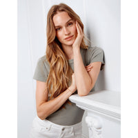 WOMEN'S T-SHIRT | TENCEL RIB CREW-Tops-CHARLIE B-Coriander