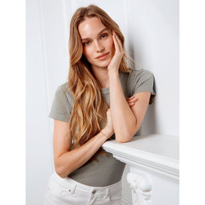WOMEN'S T-SHIRT | TENCEL RIB CREW-Tops-CHARLIE B-Coriander