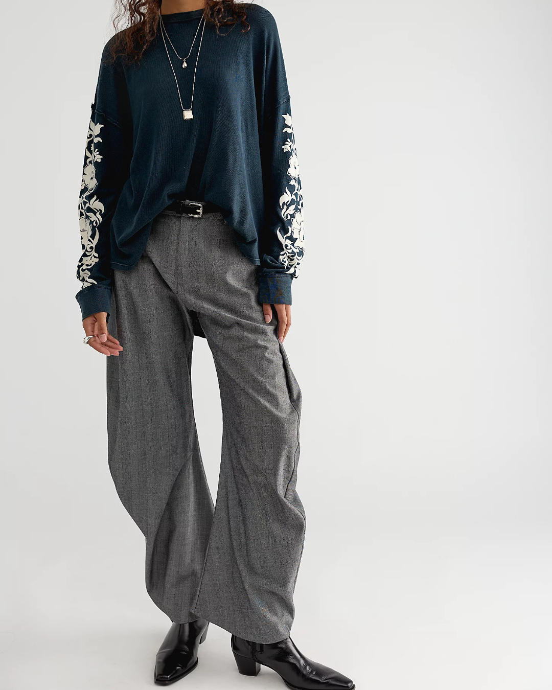 WOMEN'S TEE | FLORA LONG SLEEVE-Tops-FREE PEOPLE-SMALL-BLACK COMBO-Coriander