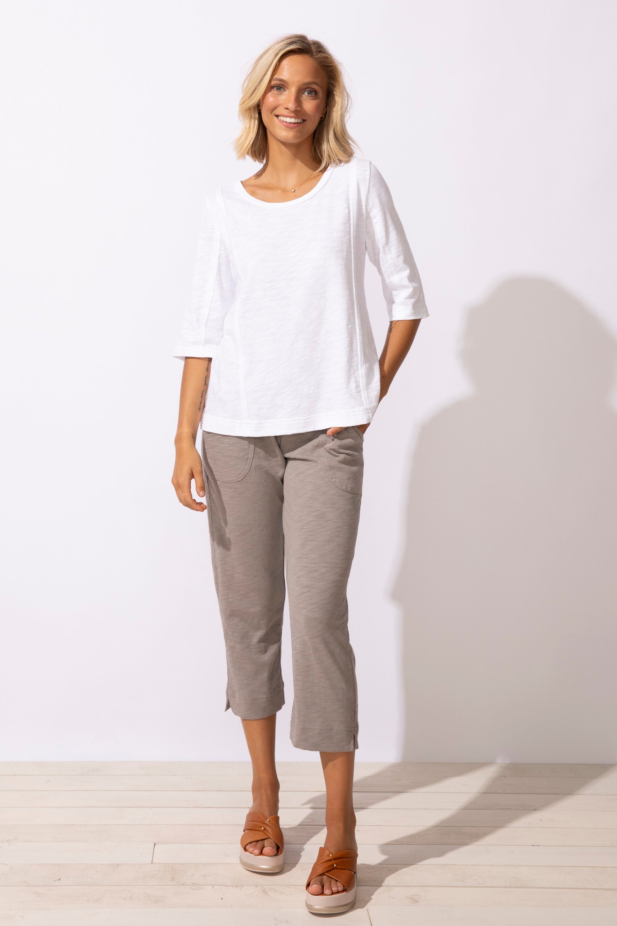 WOMEN'S TEE | SEAMED ELBOW-Tops-ESCAPE-Coriander