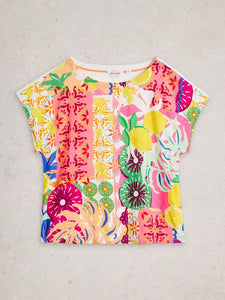 WOMEN'S TEE | WOVEN MIX CREW-Top-WHITE STUFF-Coriander