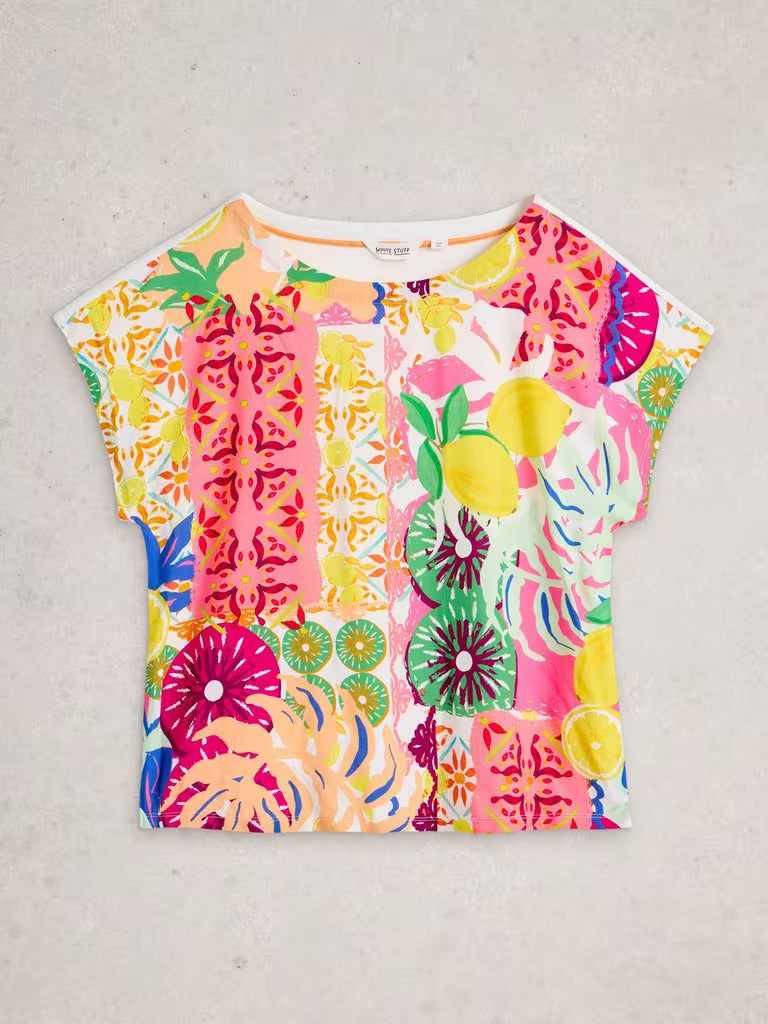WOMEN'S TEE | WOVEN MIX CREW-Top-WHITE STUFF-Coriander