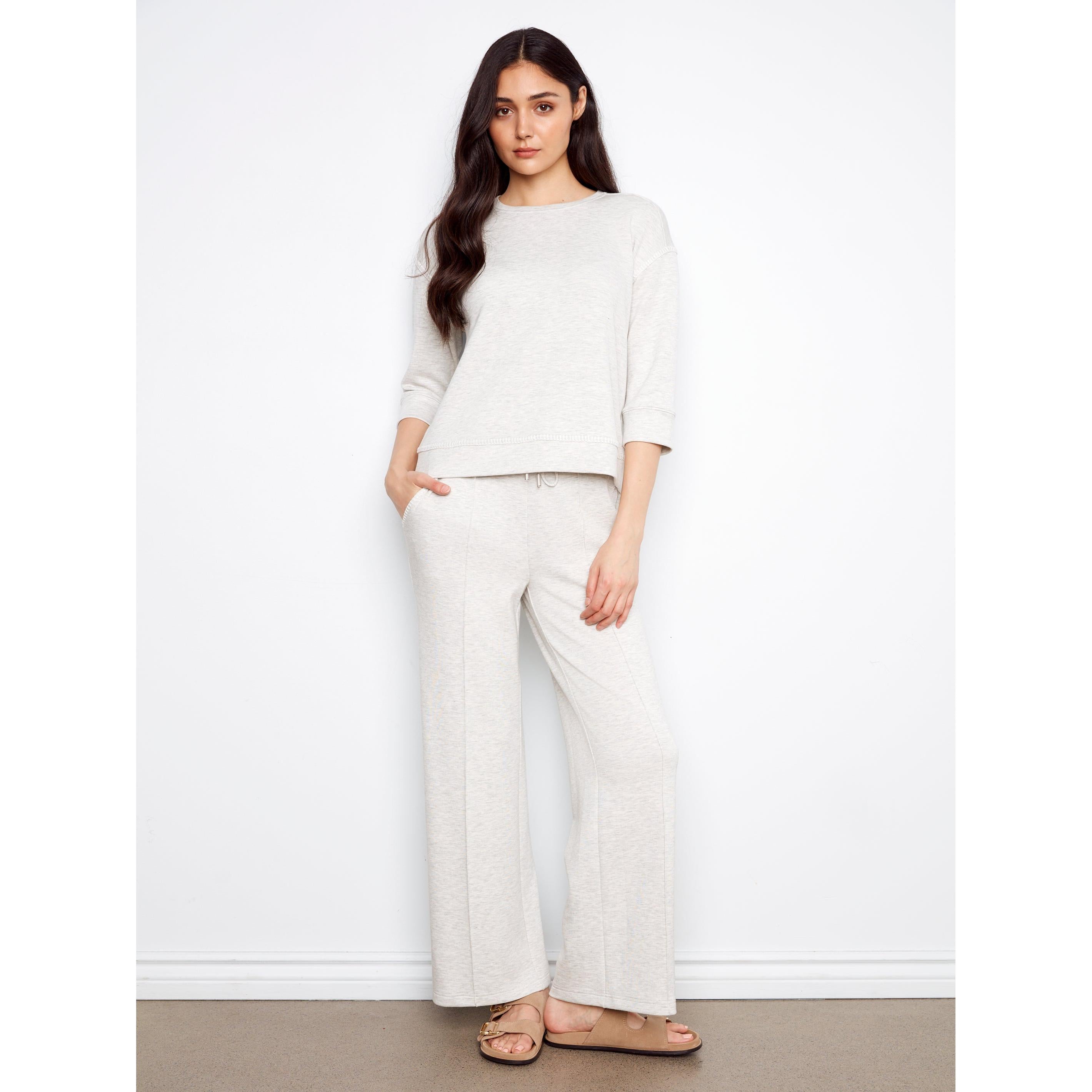 WOMEN'S TOP | SOFT SCUBA WITH BLANKET STITCH-Tops-CHARLIE B-Coriander