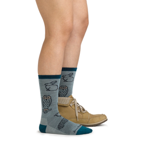 WOODLAND CREATURES CREW LIGHTWEIGHT SOCKS-Socks-DARN TOUGH-Coriander