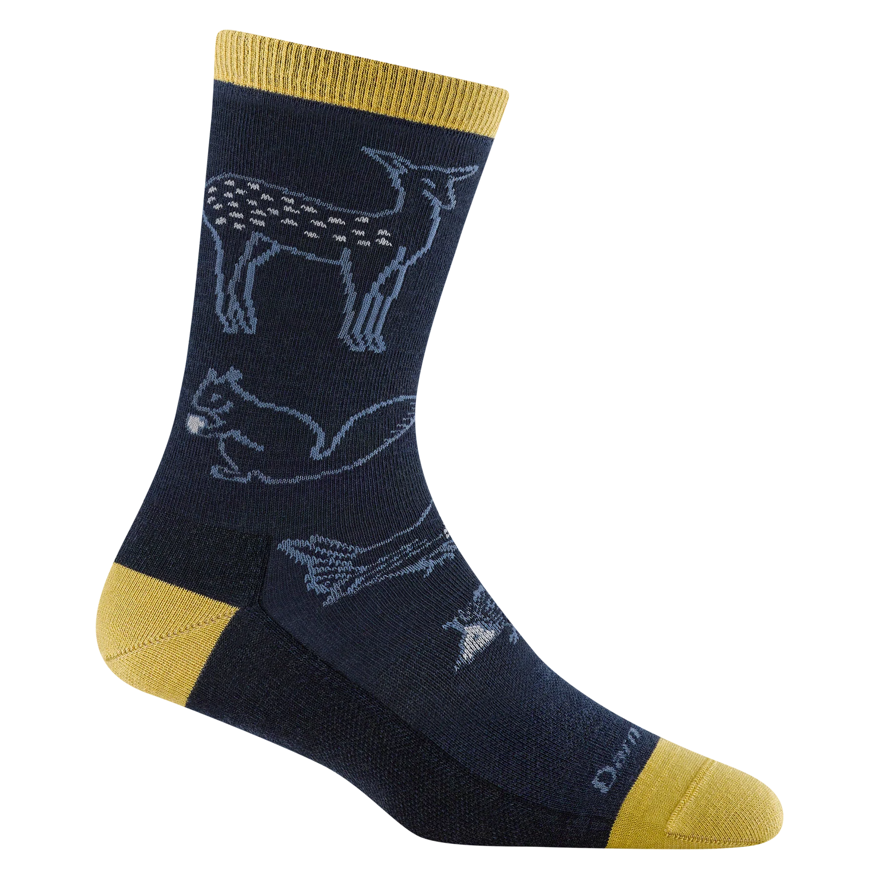 WOODLAND CREATURES CREW LIGHTWEIGHT SOCKS-Socks-DARN TOUGH-MEDIUM-ECLIPSE-Coriander