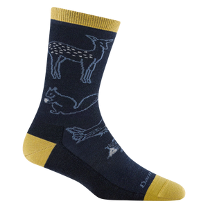 WOODLAND CREATURES CREW LIGHTWEIGHT SOCKS-Socks-DARN TOUGH-MEDIUM-ECLIPSE-Coriander