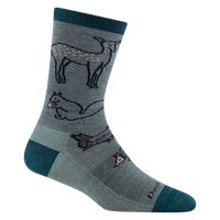 WOODLAND CREATURES CREW LIGHTWEIGHT SOCKS-Socks-DARN TOUGH-MEDIUM-SEAF-Coriander