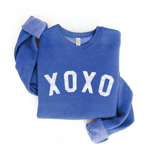 XOXO SWEATSHIRT-Tops-OAT COLLECTIVE-SMALL-HEATHER ROYAL-Coriander