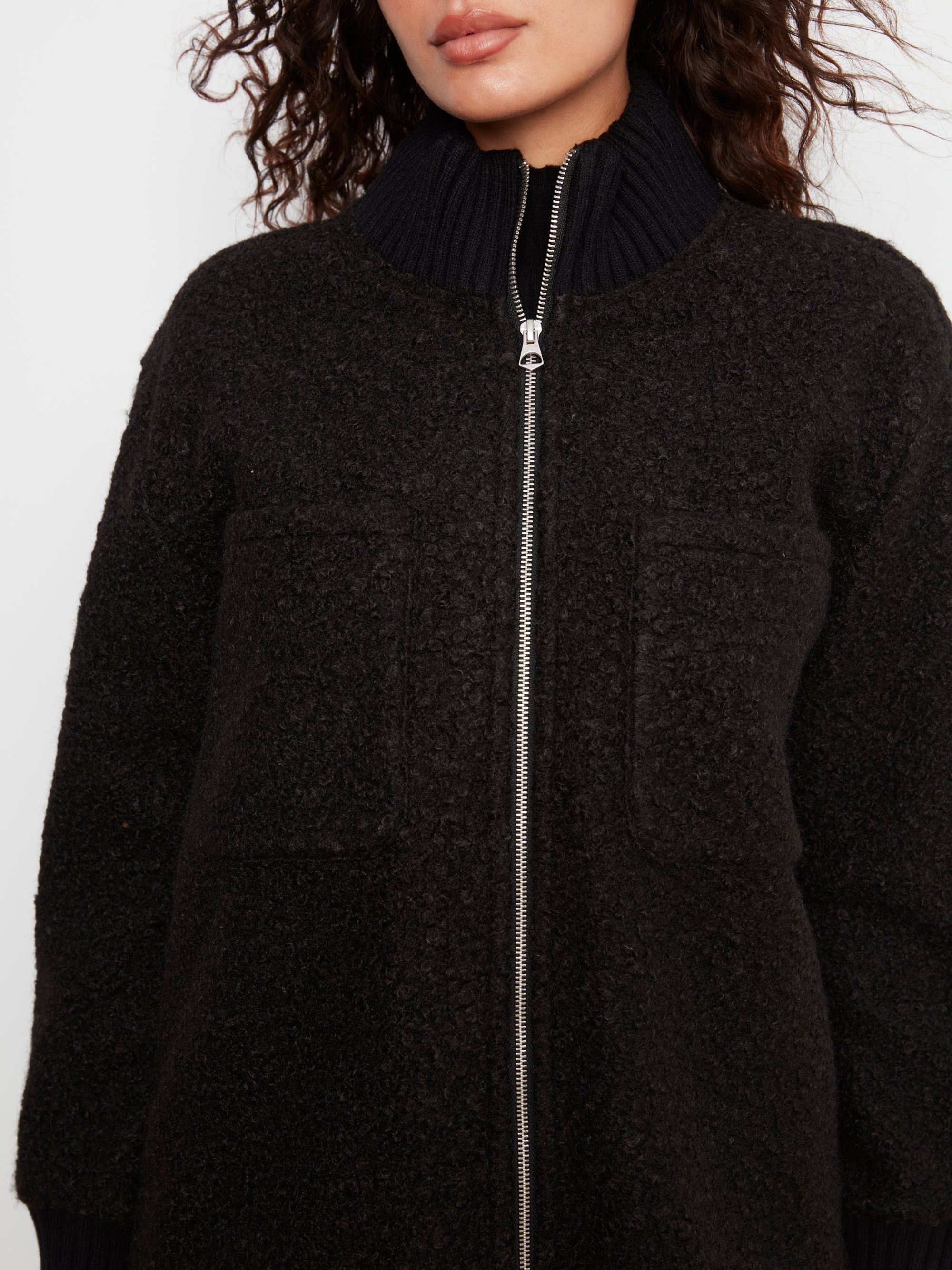 ZIP FRONT JACKET | BOUCLE-Jackets & Sweaters-CHARLIE B-Coriander