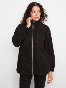 ZIP FRONT JACKET | BOUCLE-Jackets & Sweaters-CHARLIE B-Coriander