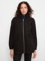 ZIP FRONT JACKET | BOUCLE-Jackets & Sweaters-CHARLIE B-SMALL-Black-Coriander