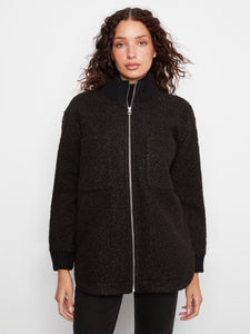 ZIP FRONT JACKET | BOUCLE-Jackets & Sweaters-CHARLIE B-SMALL-Black-Coriander