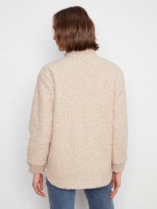 ZIP FRONT JACKET | BOUCLE: HEATHERED ALMOND-Jackets & Sweaters-CHARLIE B-Coriander