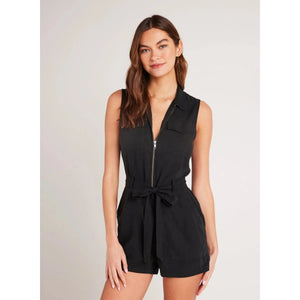 ZIP FRONT ROMPER-Bottoms-BELLA DAHL-SMALL-VINTAGE BLACK-Coriander