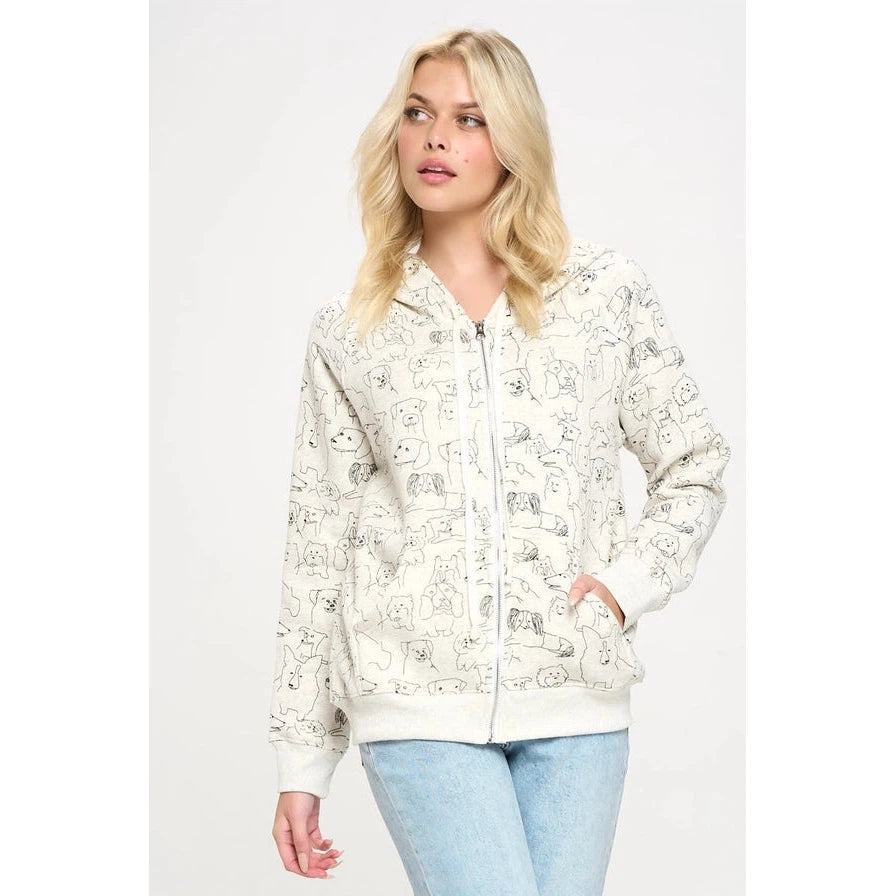 ZIP HOODIE | DOG BREEDS-Jackets & Sweaters-SM WARDROBE-Coriander