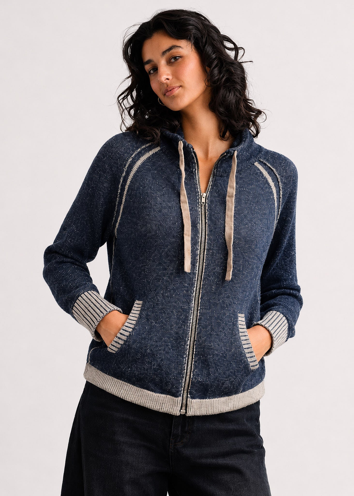 ZIP UP CARDIGAN | TWO-TONE-Jackets & Sweaters-ZAKET & PLOVER-Coriander