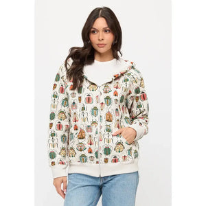 ZIP UP HOODIE | COLOURFUL BUGS-Jackets & Sweaters-SM WARDROBE-Coriander