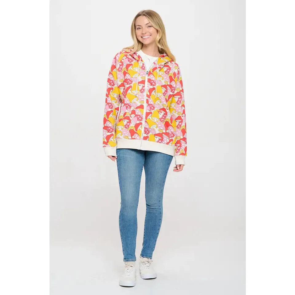ZIP UP HOODIE | COLOURFUL WILD MUSHROOM-Jackets & Sweaters-SM WARDROBE-Coriander