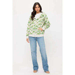ZIP UP HOODIE | LILY PADS AND FROGS-Jackets & Sweaters-SM WARDROBE-Coriander