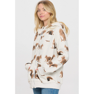 ZIP UP HOODIE | SQUIRRELS ALL OVER-Uncategorised-SM WARDROBE-Coriander