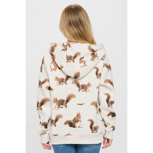 ZIP UP HOODIE | SQUIRRELS ALL OVER-Uncategorised-SM WARDROBE-Coriander