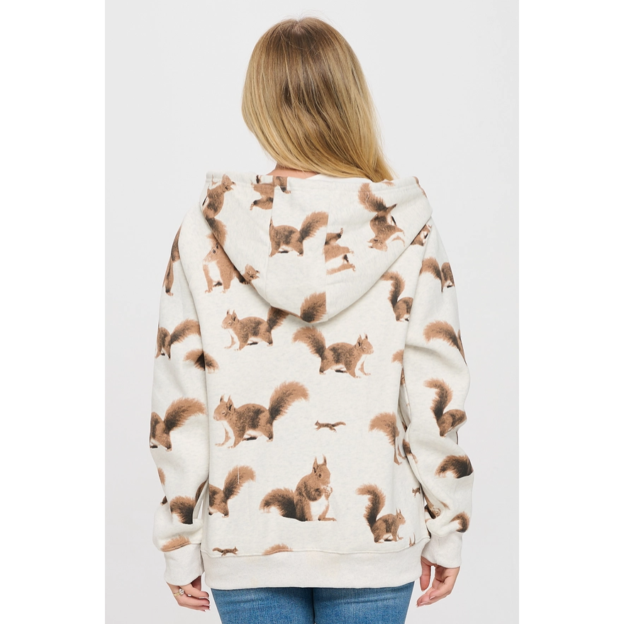ZIP UP HOODIE | SQUIRRELS ALL OVER-Uncategorised-SM WARDROBE-Coriander