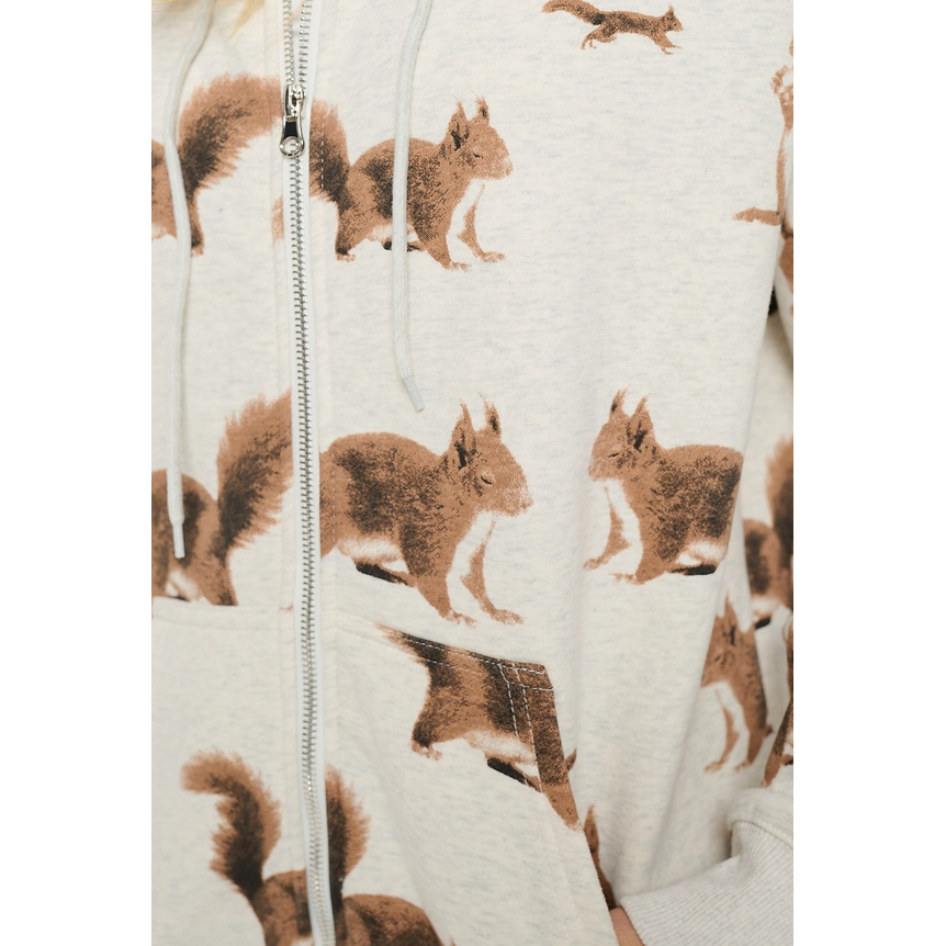 ZIP UP HOODIE | SQUIRRELS ALL OVER-Uncategorised-SM WARDROBE-SMALL-Coriander