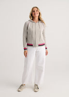 ZIP-UP HOODIE SWEATER | STRIPE TRIM-Jackets & Sweaters-ZAKET & PLOVER-Coriander