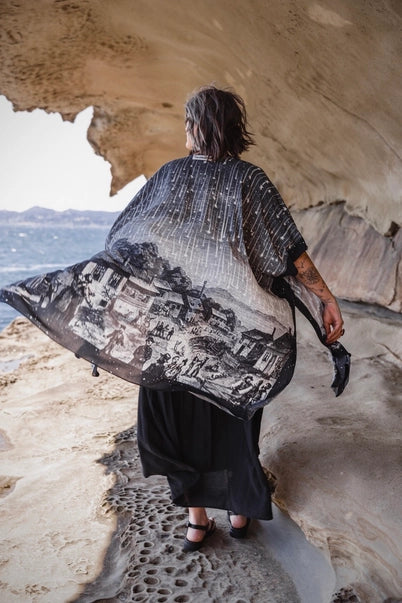 GODDESS DUSTER KIMONO | STARGAZER with CELESTIAL PRINT-Jackets & Sweaters-MARKET OF STARS-Coriander